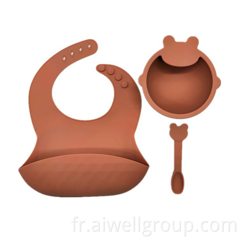 Silicone Baby Dinner Set With Bowl Bib Spoon